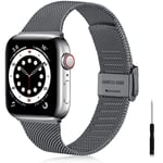 Ouwegaga Compatible With Apple Watch Strap 38mm 40mm 41mm 42mm 44mm 45mm, Stainless Steel Metal Straps Compatible with iWatch Strap Series 7 6 5 4 3 2 1 SE, 42mm/44mm/45mm Grey