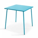 OVIALA Table de jardin carrée en métal bleu pacific - Palavas Bleu