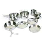 CHB Outdoor Stainless Steel 8-Piece Pan Pot Mountaineering Camping Portable Set Bowl Barbecue 5-6 People Folding Combination Environmental Protection