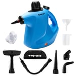 COSTWAY Handheld Pressurized Steam Cleaner, Multi-purpose Steamer with 9 Piece Accessories, Chemical Free Cleaning Kit for Kitchen, Toilets, Windows, Auto, Carpet, Sofa and More (Blue)