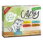 Sparpris! Catessy Bitar i sås portionsform 56 x 85 g - Mega Mix med 4 sorter (kyckling, atlantlax, nötkött, kyckling & hjärta)