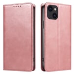 Plånboksställ Telefon Fodral Skal för iPhone 15 Plus - Rose Gold