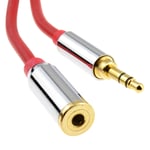 0.5m PRO METAL RED 3.5mm Stereo Jack Headphone Extension Cable 50cm [006916]