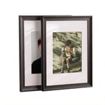 BIKHYY Grey A4 wooden Picture Frames Set of 2 With Mount for Photo size 8 x 6 Inch A4 Photo Frames Wood With clear Front for Wall Mounted and Tabletop Gallery Display(Dark Grey)