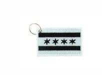 Keychain keyring embroidered patch double sided flag chicago white usa