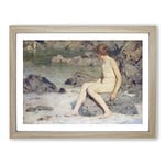 Cupid And Sea Nymphs By Henry Scott Tuke Classic Painting Framed Wall Art Print, Ready to Hang Picture for Living Room Bedroom Home Office Décor, Oak A3 (46 x 34 cm)