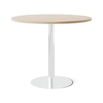 Cafébord Runt, Storlek Ø90 cm, Bordsskiva Ek, Stativ Polerat stål