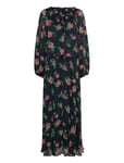 ROTATE Birger Christensen Chiffon Maxi Dress Marinblå