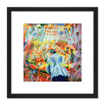Boccioni Street Enters House Futurist Painting 8X8 Inch Square Wooden Framed Wall Art Print Picture with Mount