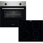 Zanussi ZPV2000BXA Built In Electric Single Oven and Ceramic Hob Pack, 58 Litre Capacity, Multifunctional Oven, Grease-proof Enamel Coating, 64cm, Stainless Steel / Black, [Energy Class A]