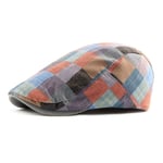 kaakaeu Plaid Cotton Hat for Men Women Adjustable Outdoor Newsboy Flat Cap Beret with Visor Watermelon Red