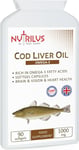 Cod Liver Oil 90 Capsules 1000Mg - Omega-3 Supplement - Fish Oil Softgels - Brai