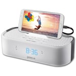 Groov-e Time Curve Alarm Clock Radio with USB Charging Station - White