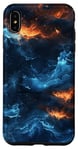 Coque pour iPhone XS Max Art fluide abstrait vagues flammes bleues