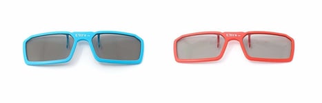 New 2 Pairs of Clip On 3D Glasses Blue Red Polorised For LG Tv Cinema UK