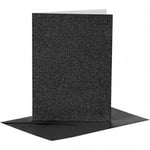 Creative Cardmaking Kort och kuvert - A6 Svart Glitter 4 set