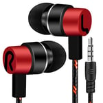 Triamisu Headphones Accessories - Mp3 Headset For Mobile Phone Computer Universal Earplug Headset In-Ear Stereo Earbuds Earphone For Cell Phone Red