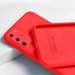 ECMQS New Liquid Silicone Soft Phone Cover Case For Huawei P40 Pro P30 P20 Lite Honor 20 8x 9x P Smart Z Plus Y9 Prime Nova 5t For Huawei P40 Pro Red