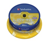 Verbatim 25 DVD+RW DVD Blank Rewritable Discs 25 Pack DVD RW