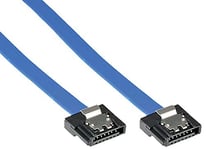 InLine 21227 Câble SATA III 6 Go/s, sATA à SATA, 0,15 m, Profil Bas, Fermeture à Clipser Bleu