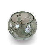 Miljögården Edelweiss glasvas rund mönstrad H17 cm