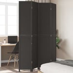 Room Divider 4 Panels Black Solid Wood Paulownia vidaXL