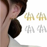 2 par Rhinestone Needle Stud Örhängen Blanka Fyra Klor Örhänge Geometriska Kvinnors Smycken Gåvor