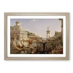 Big Box Art Course of The Empire Consummation by Thomas Cole Framed Wall Art Picture Print Ready to Hang, Oak A2 (62 x 45 cm)