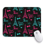 Gaming Mouse Pad Modern Bright Girls Paris I Love You Ink Eiffel Nonslip Rubber Backing Computer Mousepad for Notebooks Mouse Mats