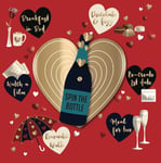 Romantic Happy Valentine's Day Spin the Bottle Game Luxury Square Handmade Card