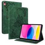 Apple iPad 10.9 10th Gen (2022) Fodral med fjärilar, Grön