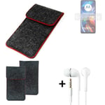 Cover for Motorola Moto E32 dark gray red edges Sleeve + earphones