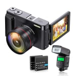 ZORNIK Digital Camera,Ultra HD 44MP Video Camera,with Ultra-High-Definition Wide-Angle Lens 16X Digital Zoom,External Flash Light for Camera Recorder