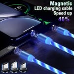 Led Colorful Streamer Magnetic Type C Micro Usb Cable Fast