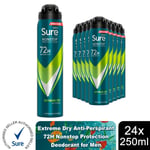 Sure Men Antiperspirant Deodorant Extreme Dry 72H NonStop Protection 250ml, 24Pk