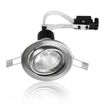 MiniSun Satin Nickel Brushed Chrome Tiltable Steel Ceiling Recessed Spotlight Downlight - Complete with 1 x 5W GU10 Cool White LED