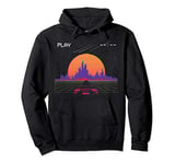 cyberpunk outrun synthwave sunset fast car aesthetic Pullover Hoodie