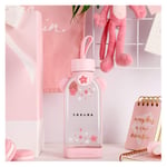 Srfghjs Thermos cup Glass water bottle cherry blossom pattern transparent creative fresh cute girl heart portable sports outdoor cup (Capacity : 301 400ml, Color : 3)