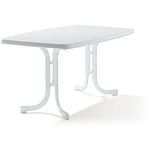 Sieger Table pliante Mecalit®-PRO 150 x 90 cm, plateau marbre blanc, pieds blanc -