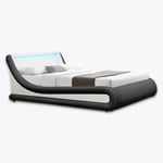 Galaxy LED Black & White Ottoman King Bed