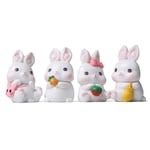 Påskharen set 4 Miniatyr harts kanin figurer tårt topper för hem bröllop födelsedagsfest tårt dekoration