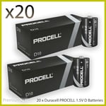 20 x Duracell D Size Procell Industrial Alkaline Batteries LR20 MN1300 D Cell UK