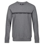 DKNY Men's Mens Dkny Long Sleeved Top in Charcoal Grey With Neck & Wrist Cuffs With Chest Print Branding T Shirt, Charcoal, M UK