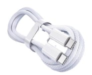 Braided USB-C cable - 2 m, White - iPhone 15 compatible - Nylon - PD60W