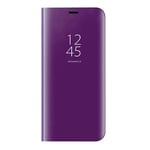 HAOYE Case Suitable for Samsung Galaxy S20, Clear View Standing Case, Mirror Smart Flip Case Cover. Purple