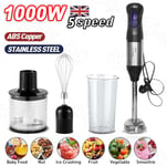 Hand Blender Electric 4 in 1 with Whisk & Chopper Bowl & Beaker Set 1000W 5Speed