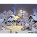TYUAC DIY Numbers Oil Painting Snow View Cottage beginner Adults Kids Paint By Numbers Pre-Printed Canvas Bedroom living children room Art Home Decoration Gift Kit 40x50cm no frame