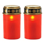 lamta1k Cemetery Light 2Pcs Outdoor Cemetery Ritual Waterproof Candle Lamp Solar Powered Eletric Light - Red without Ground Insertion