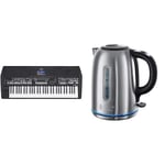Yamaha PSR-SX600 Digital Keyboard - a Powerful Digital Workstation Keyboard & Russell Hobbs Brushed Stainless Steel Electric 1.7L Cordless Kettle