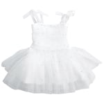 DOLLY by Le Petit Tom Pärl Tulle Ballerina Klänning White | Vit | 8-10 years